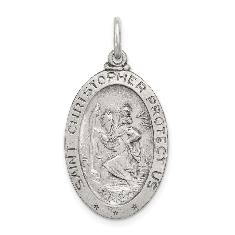 925 Sterling Silver Genuine Sports Antiqued St. Christopher Basketball Medal